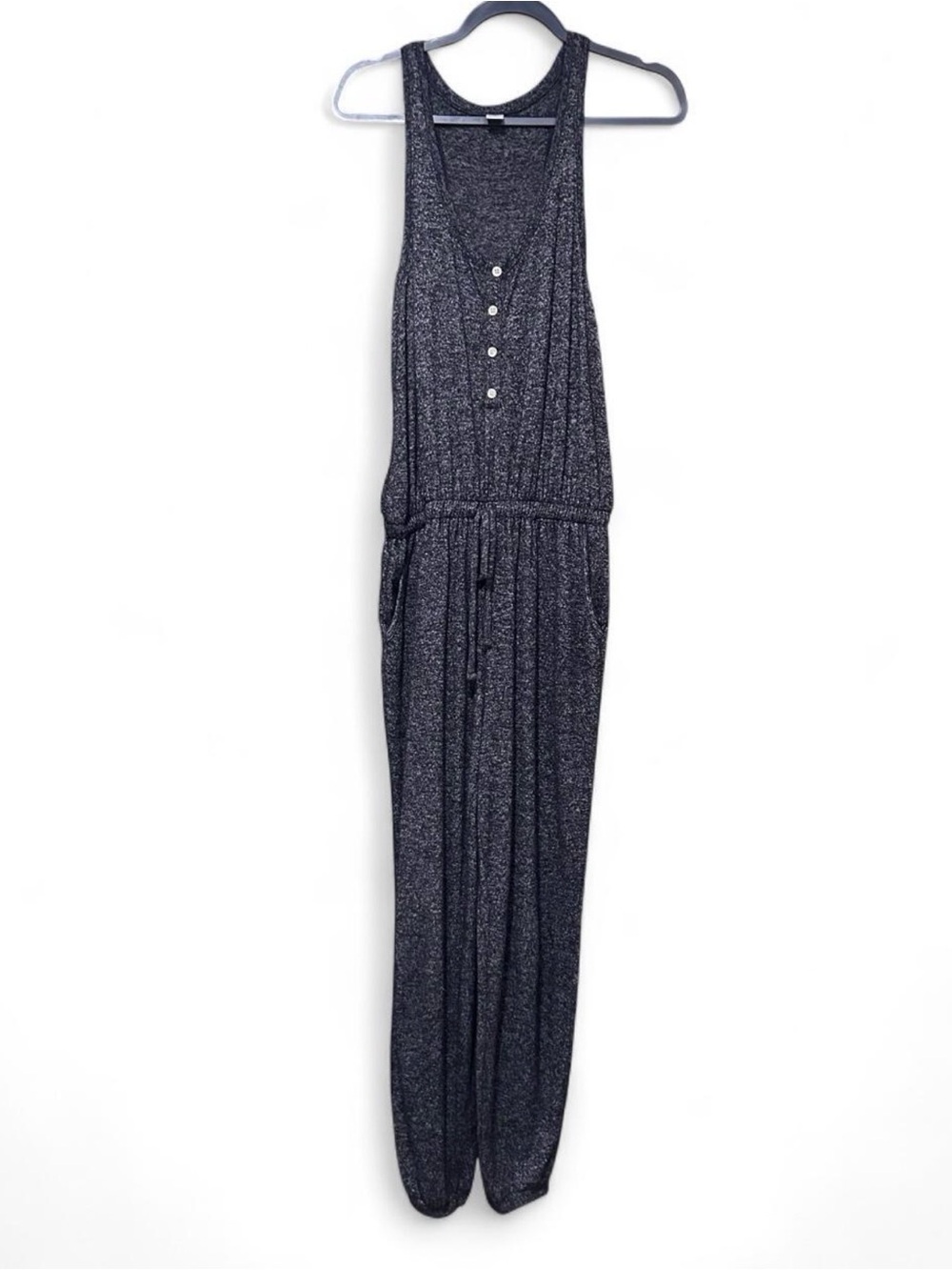 Old Navy Women’s Small Charcoal Gray Sleeveless Jumpsuit Drawstring Waist